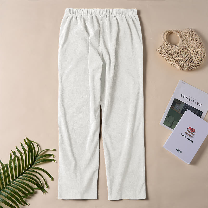 Pantalones de pana de color puro con bolsillos para mujer Buddha Stones Commute - image 11