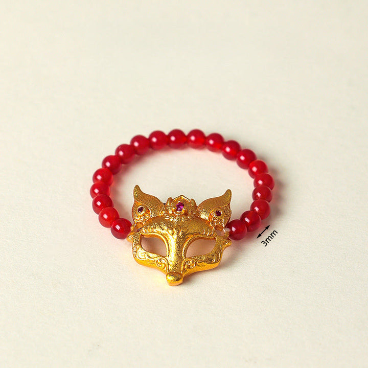 Pulsera de éxito de ágata roja del sur con zorro de nueve colas y Buddha Stones - image 13
