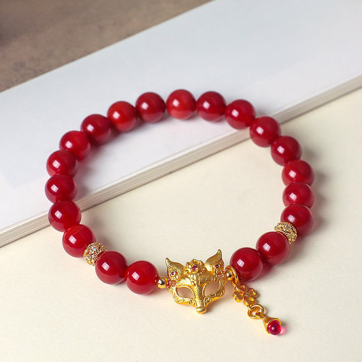 Pulsera de éxito de ágata roja del sur con zorro de nueve colas y Buddha Stones - image 2