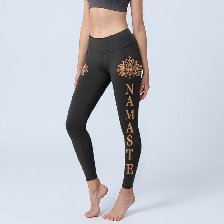 Buddha Stones Mallas de yoga Namaste Lotus Shape para mujer - Negro - US18，UK/AU22，EU50 (4XL) - image 0