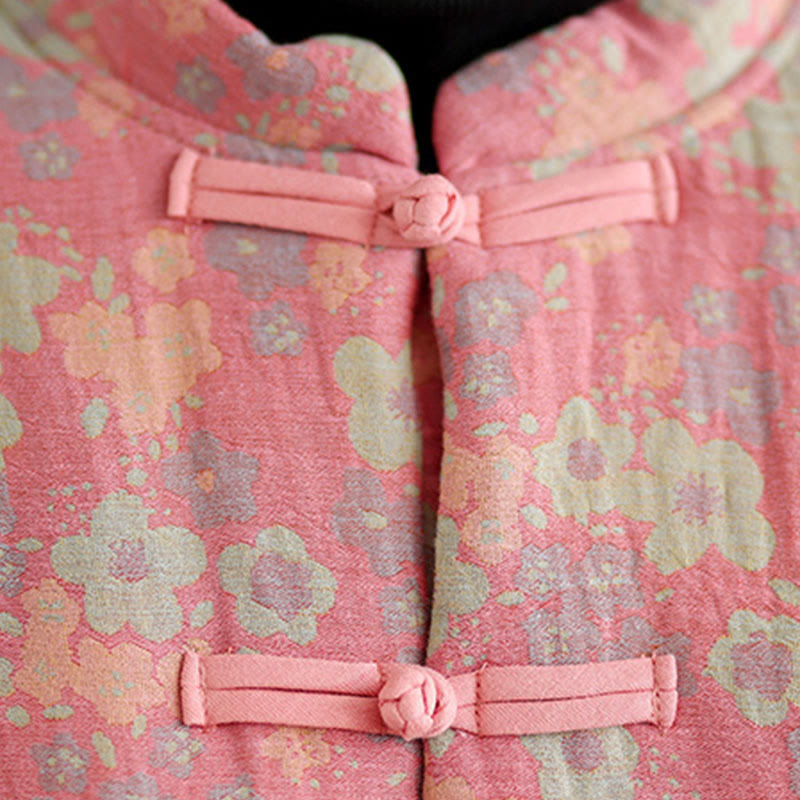 Chaqueta de invierno de algodón grueso con estampado floral, manga larga y bolsillos para mujer de Buddha Stones - image 13