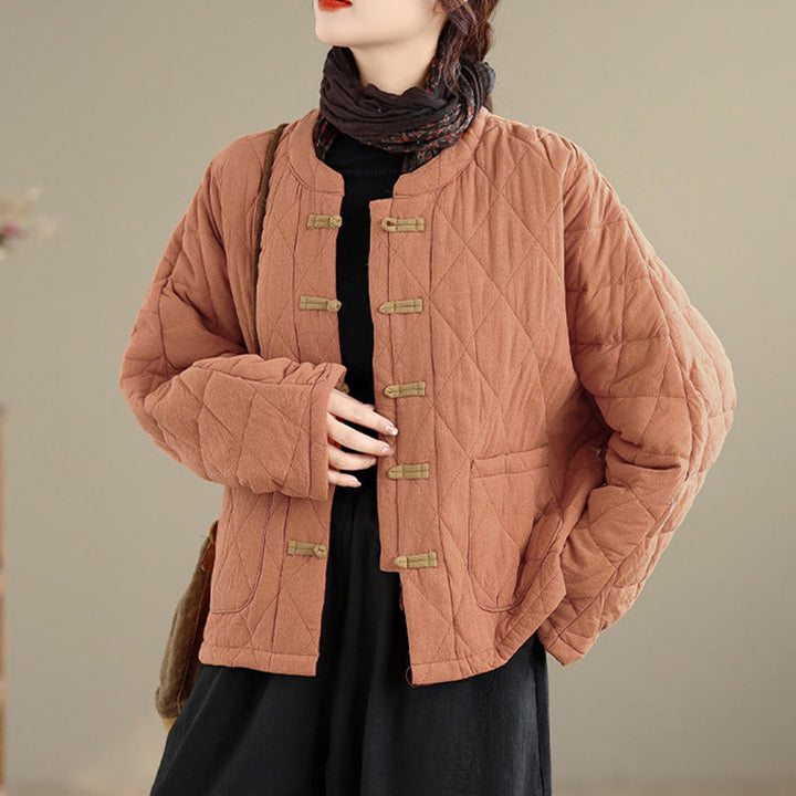 Chaqueta de Tai Chi Zen de manga larga con bolsillos y relleno de algodón para mujer Buddha Stones - image 5