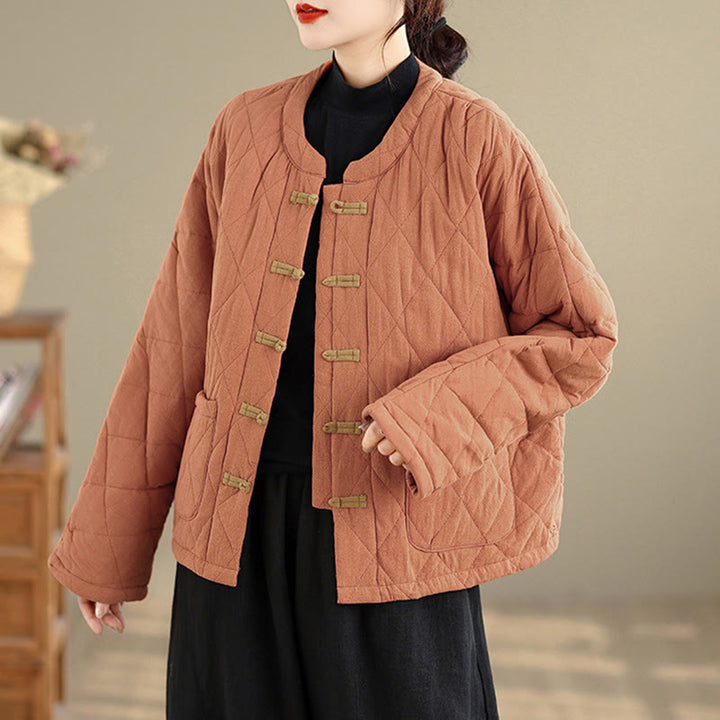 Chaqueta de Tai Chi Zen de manga larga con bolsillos y relleno de algodón para mujer Buddha Stones - image 1