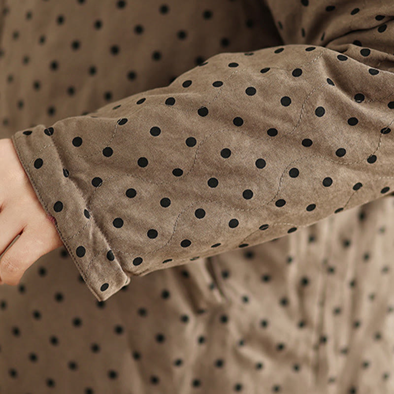 Chaqueta térmica de algodón de manga larga con diseño reversible de lunares y bolsillos para mujer de Buddha Stones - image 10