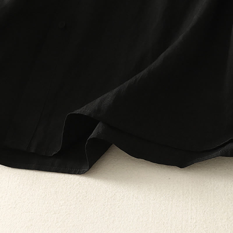 Camisa de algodón de manga larga para mujer, diseño simple, con cuello alto y botones de rana chinos y Buddha Stones - image 15