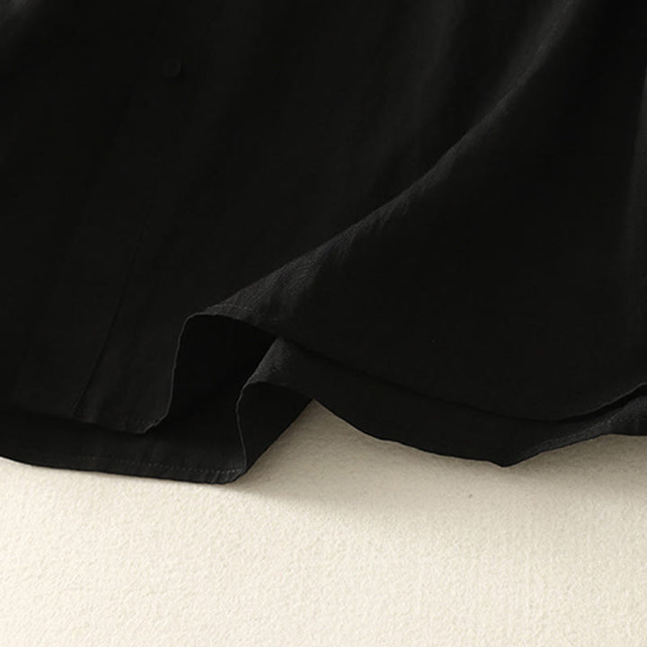 Camisa de algodón de manga larga para mujer, diseño simple, con cuello alto y botones de rana chinos y Buddha Stones - image 15