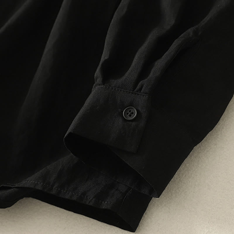 Camisa de algodón de manga larga para mujer, diseño simple, con cuello alto y botones de rana chinos y Buddha Stones - image 14