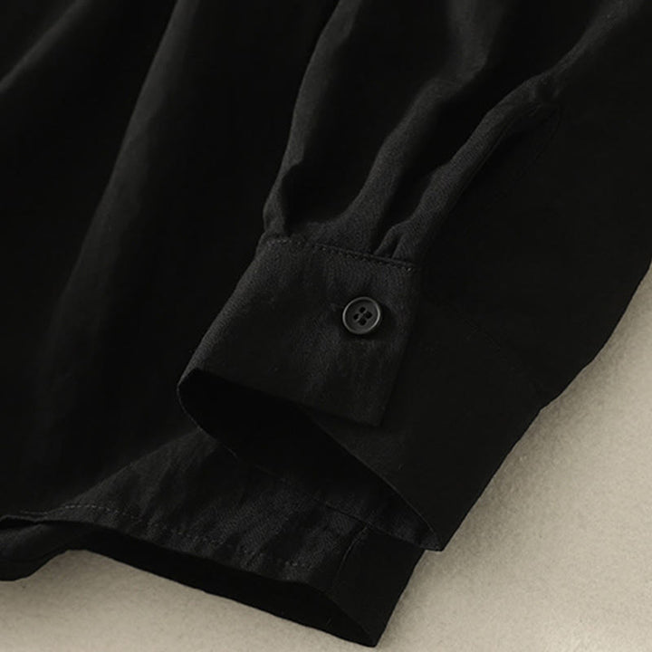 Camisa de algodón de manga larga para mujer, diseño simple, con cuello alto y botones de rana chinos y Buddha Stones - image 14