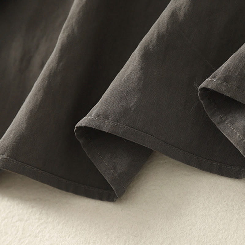 Camisa de algodón de manga larga para mujer, diseño simple, con cuello alto y botones de rana chinos y Buddha Stones - image 10