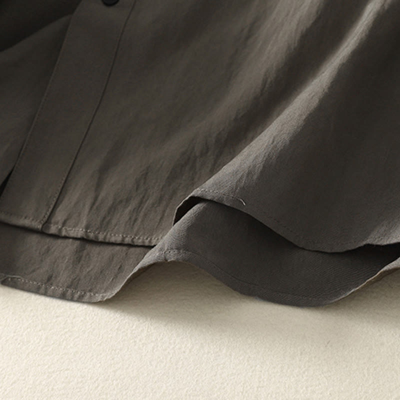 Camisa de algodón de manga larga para mujer, diseño simple, con cuello alto y botones de rana chinos y Buddha Stones - image 9