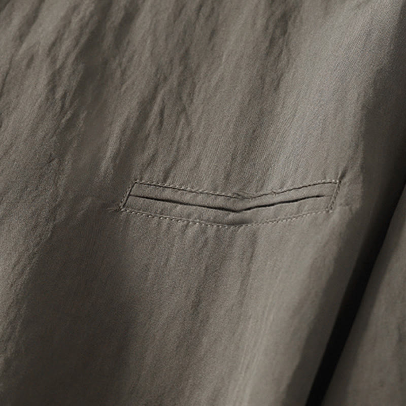 Camisa de algodón de manga larga para mujer, diseño simple, con cuello alto y botones de rana chinos y Buddha Stones - image 6