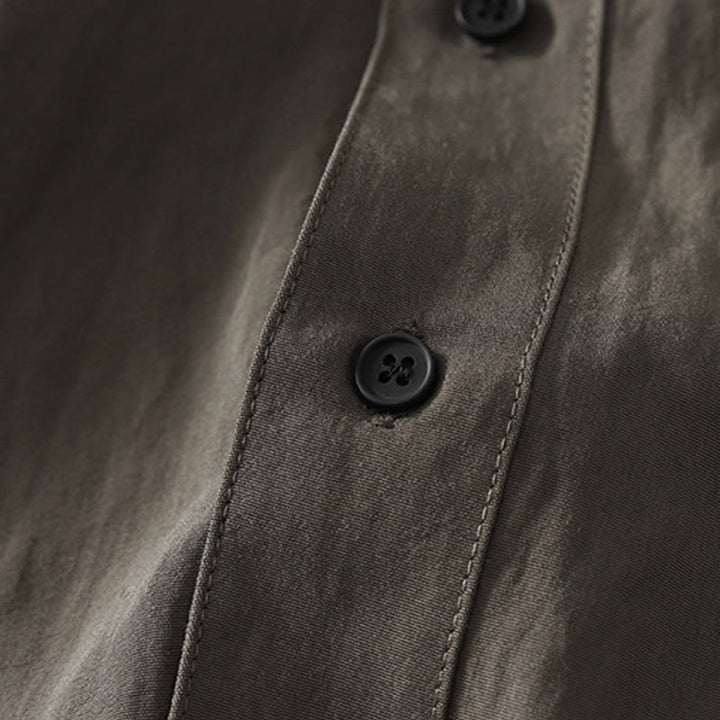 Camisa de algodón de manga larga para mujer, diseño simple, con cuello alto y botones de rana chinos y Buddha Stones - image 5