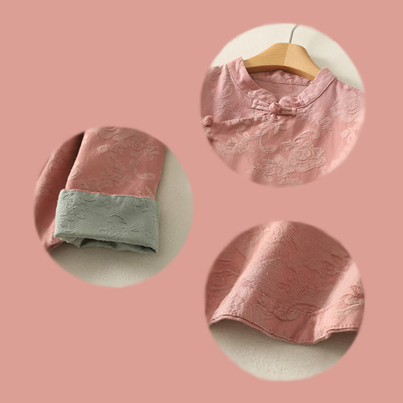 Camisa de manga larga de algodón zen para mujer con diseño jacquard liso de Buddha Stones de primavera - image 20