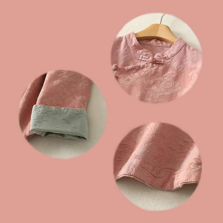 Camisa de manga larga de algodón zen para mujer con diseño jacquard liso de Buddha Stones de primavera - image 20