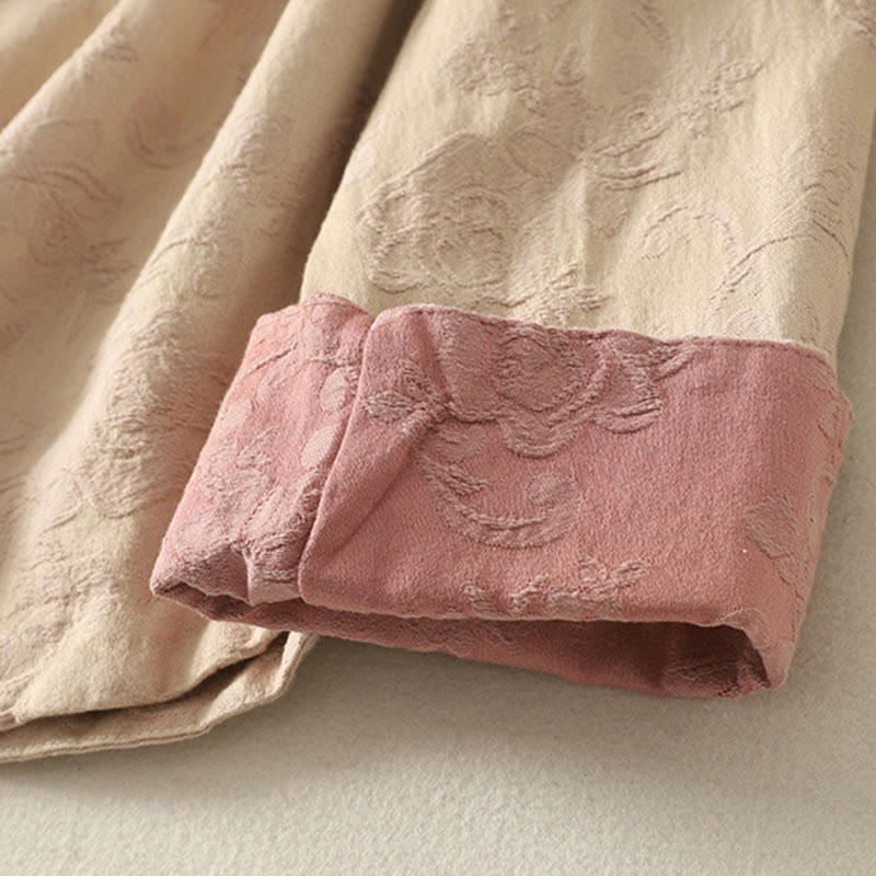 Camisa de manga larga de algodón zen para mujer con diseño jacquard liso de Buddha Stones de primavera - image 8