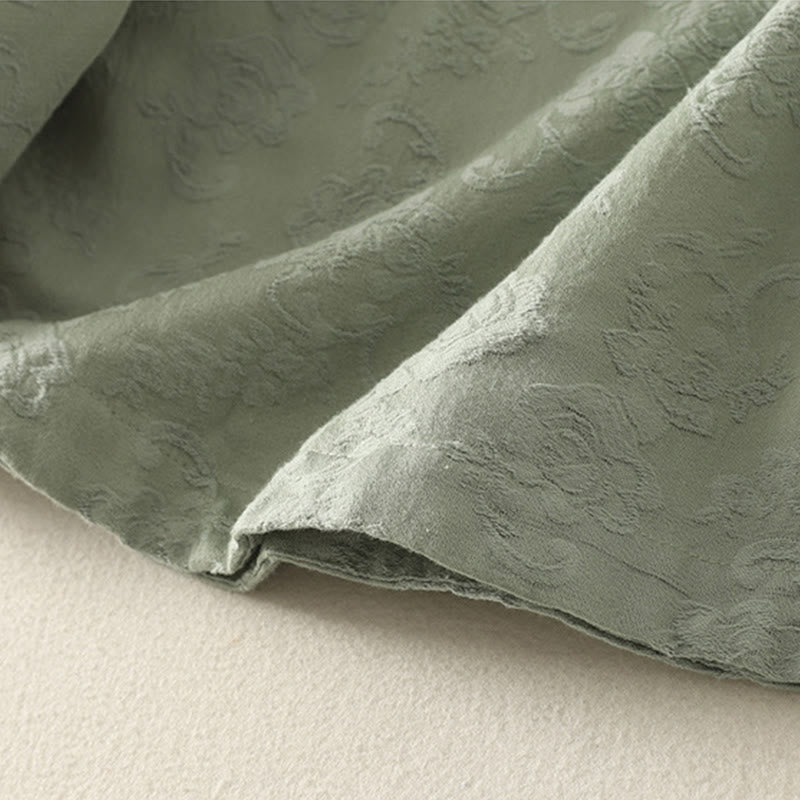 Camisa de manga larga de algodón zen para mujer con diseño jacquard liso de Buddha Stones de primavera - image 4