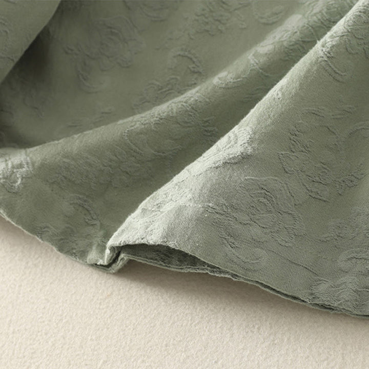 Camisa de manga larga de algodón zen para mujer con diseño jacquard liso de Buddha Stones de primavera - image 4