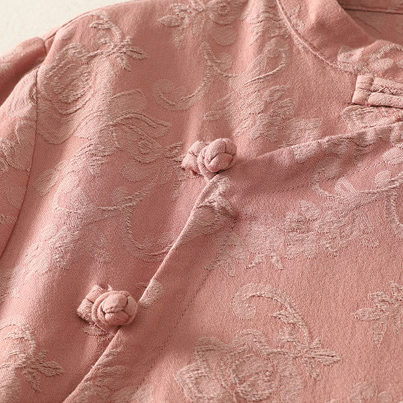 Camisa de manga larga de algodón zen para mujer con diseño jacquard liso de Buddha Stones de primavera - image 13