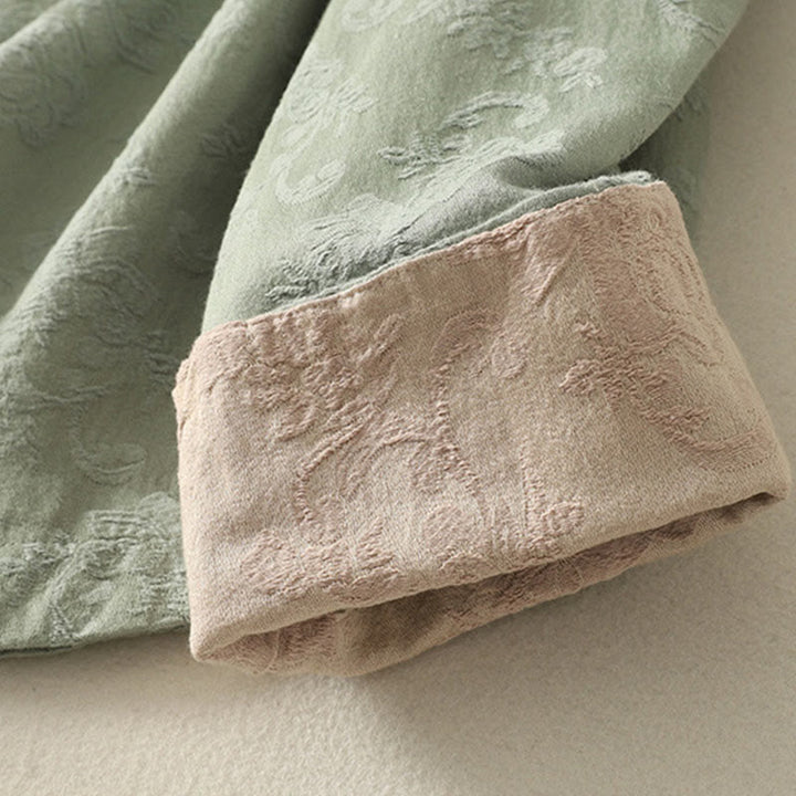 Camisa de manga larga de algodón zen para mujer con diseño jacquard liso de Buddha Stones de primavera - image 3