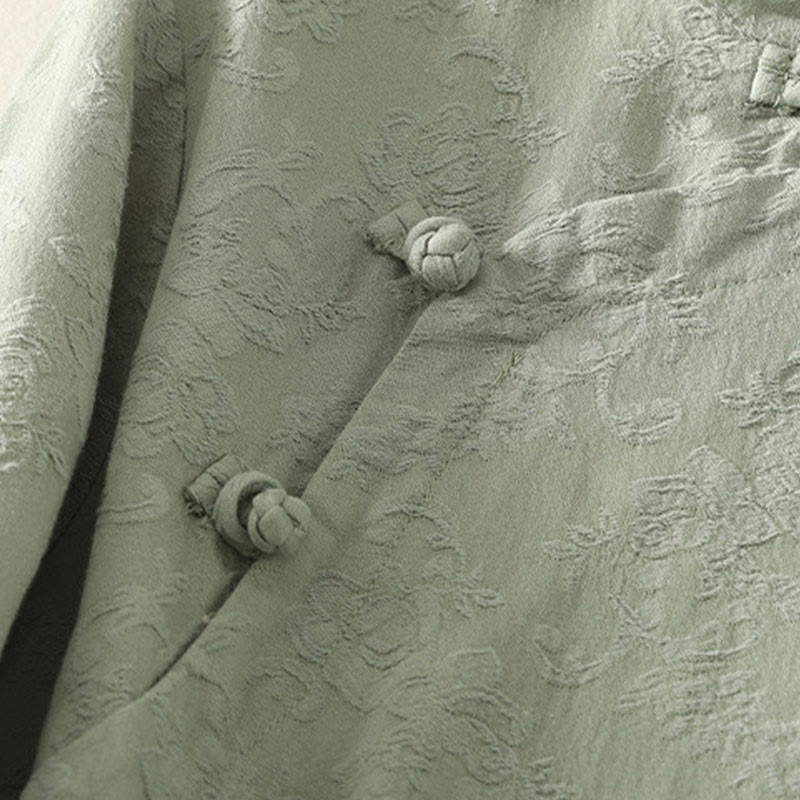 Camisa de manga larga de algodón zen para mujer con diseño jacquard liso de Buddha Stones de primavera - image 2