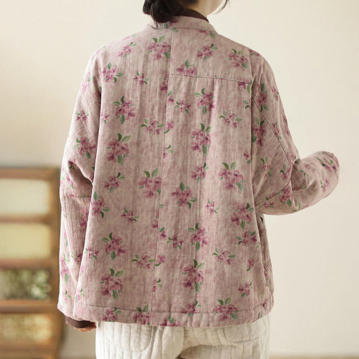 Chaqueta térmica de algodón con estampado floral y manga larga para mujer Buddha Stones con bolsillos - image 4