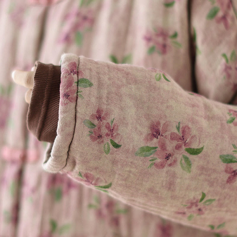 Chaqueta térmica de algodón con estampado floral y manga larga para mujer Buddha Stones con bolsillos - image 8