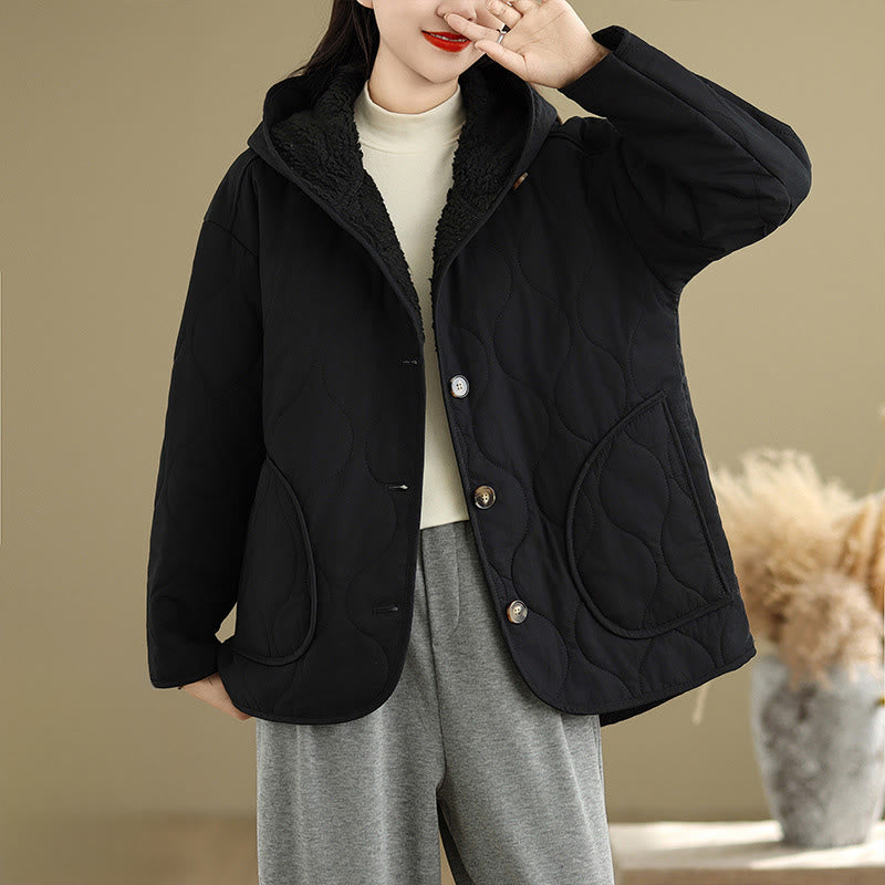 Chaqueta con capucha de manga larga lisa de Buddha Stones para mujer, de algodón, con forro polar y bolsillos. - image 16