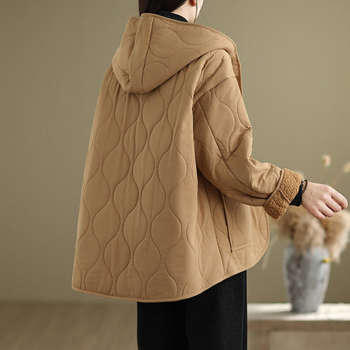 Chaqueta con capucha de manga larga lisa de Buddha Stones para mujer, de algodón, con forro polar y bolsillos. - image 6