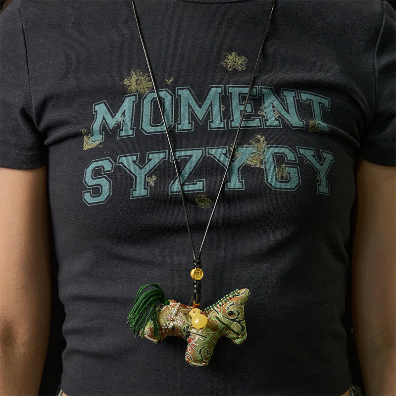 Buddha Stones del Año del Caballo Shu, brocado de seda, hierba rizada, patrón de granada, decoración colgante - image 5