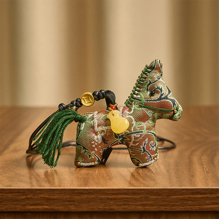 Buddha Stones del Año del Caballo Shu, brocado de seda, hierba rizada, patrón de granada, decoración colgante - image 3