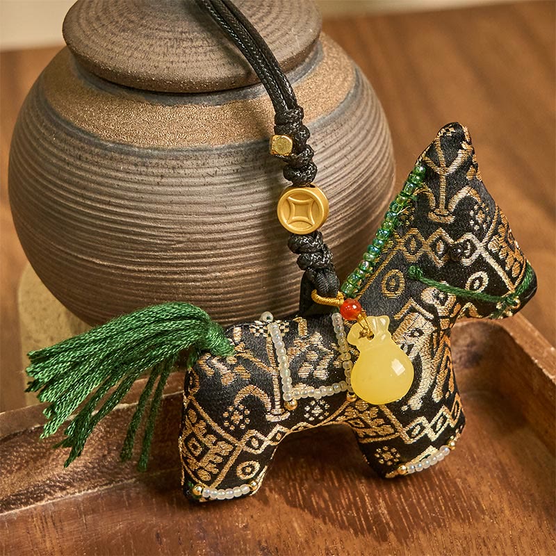 Buddha Stones del Año del Caballo Zhuang Brocado de Seda para Desearte Buena Suerte Decoración Colgante - Te deseo buena suerte - image 0