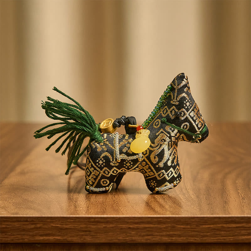 Buddha Stones del Año del Caballo Zhuang Brocado de Seda para Desearte Buena Suerte Decoración Colgante - image 3