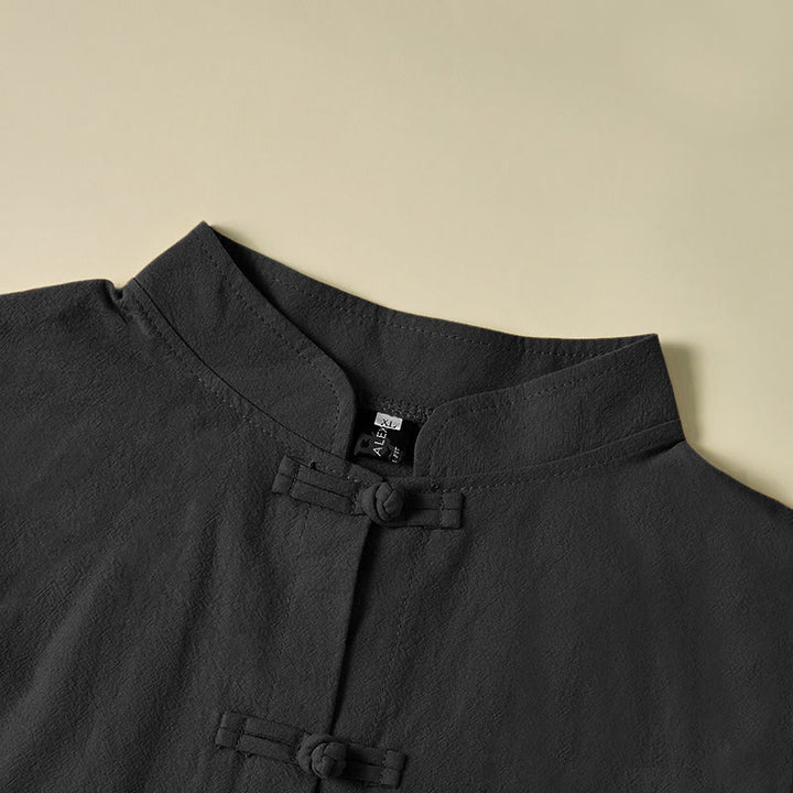 Camisa étnica de algodón con cuello alto, manga larga y botones de rana para mujer, con Buddha Stones y bolsillos - image 18