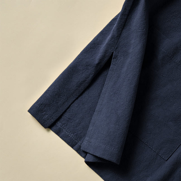 Camisa étnica de algodón con cuello alto, manga larga y botones de rana para mujer, con Buddha Stones y bolsillos - image 24