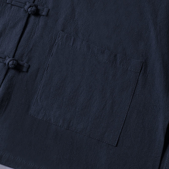 Camisa étnica de algodón con cuello alto, manga larga y botones de rana para mujer, con Buddha Stones y bolsillos - image 25