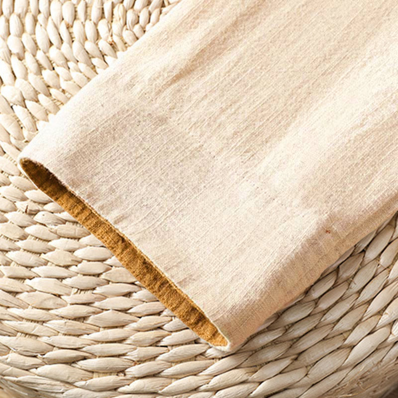 Camisa de lino de manga larga para mujer con diseño de contraste de colores y botones de rana chinos con Buddha Stones - image 17