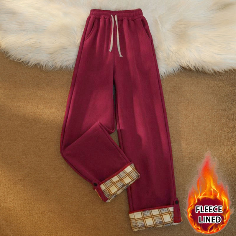 Pantalones anchos de pana de algodón con forro polar y bolsillos para mujer de Buddha Stones - Rojo oscuro (forrado con vellón) - US18, UK/AU22, EU50 (6XL) - image 26