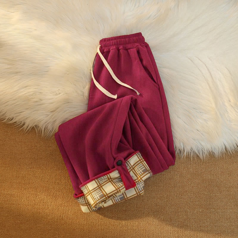 Pantalones anchos de pana de algodón con forro polar y bolsillos para mujer de Buddha Stones - image 38