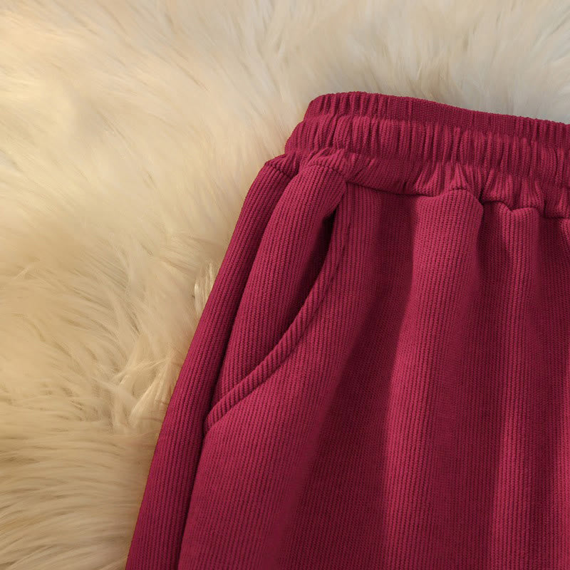 Pantalones anchos de pana de algodón con forro polar y bolsillos para mujer de Buddha Stones - image 35