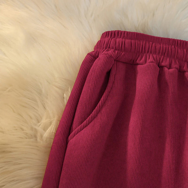 Pantalones anchos de pana de algodón con forro polar y bolsillos para mujer de Buddha Stones - image 35