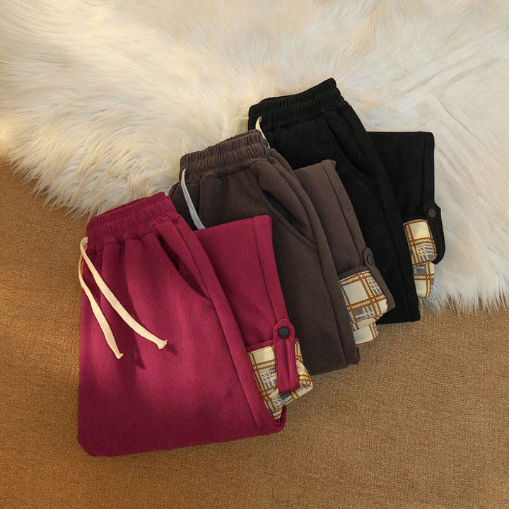 Pantalones anchos de pana de algodón con forro polar y bolsillos para mujer de Buddha Stones - image 43