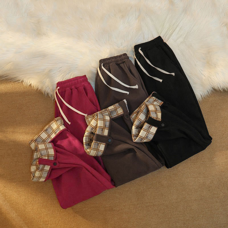 Pantalones anchos de pana de algodón con forro polar y bolsillos para mujer de Buddha Stones - image 42