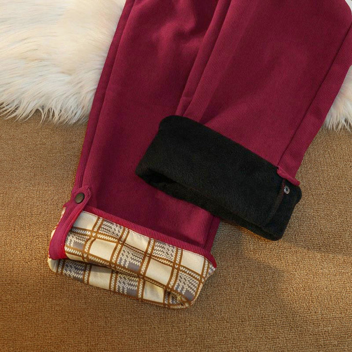 Pantalones anchos de pana de algodón con forro polar y bolsillos para mujer de Buddha Stones - image 33