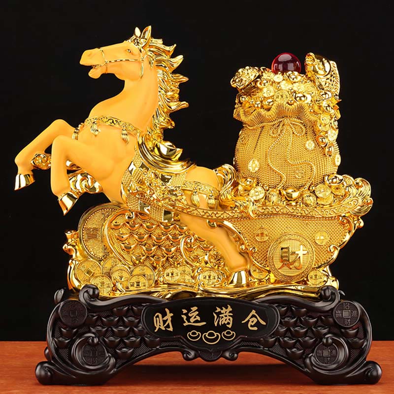 Buddha Stones "Buena Fortuna" Año del Caballo Cuenco del Tesoro Lingotes de Resina Decoración para el Hogar - image 15