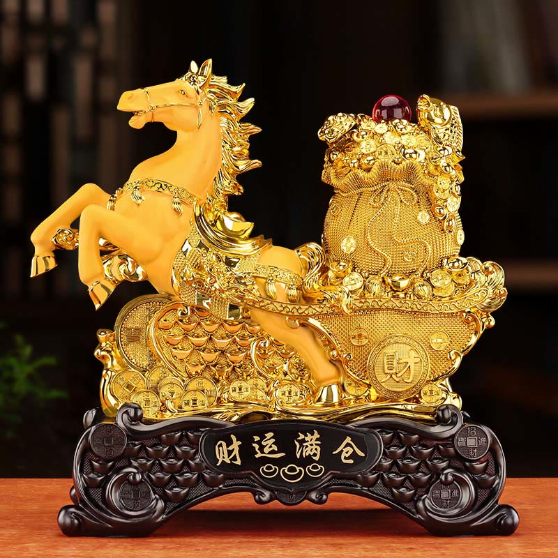 Buddha Stones "Buena Fortuna" Año del Caballo Cuenco del Tesoro Lingotes de Resina Decoración para el Hogar - image 18