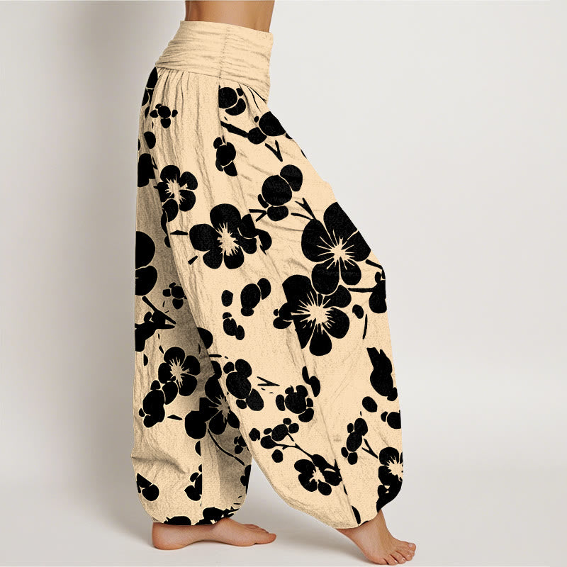 Pantalones bombachos de cintura elástica para mujer con estampado floral de flores de algodón puro y Buddha Stones - image 7