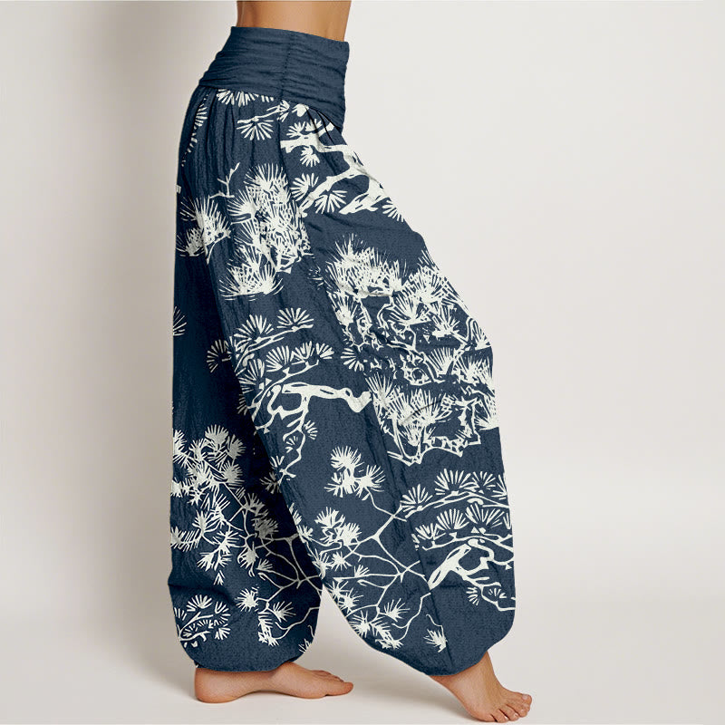 Pantalones bombachos de cintura elástica para mujer con estampado de ramas de pino y piedras de Buddha Stones, de algodón puro. - image 7