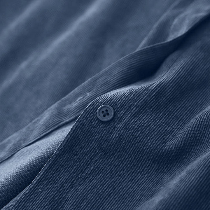 Vestido midi de pana de manga larga con botones lisos y bolsillos, con estampado de Buddha Stones Fall - image 7