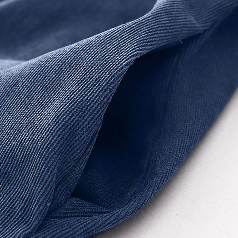 Vestido midi de pana de manga larga con botones lisos y bolsillos, con estampado de Buddha Stones Fall - image 8