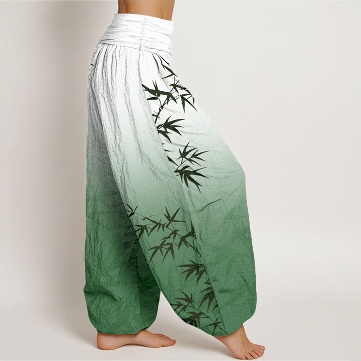 Pantalón tipo harem de mujer, de algodón puro, con cintura elástica, estampado degradado de Buddha Stones. - image 2